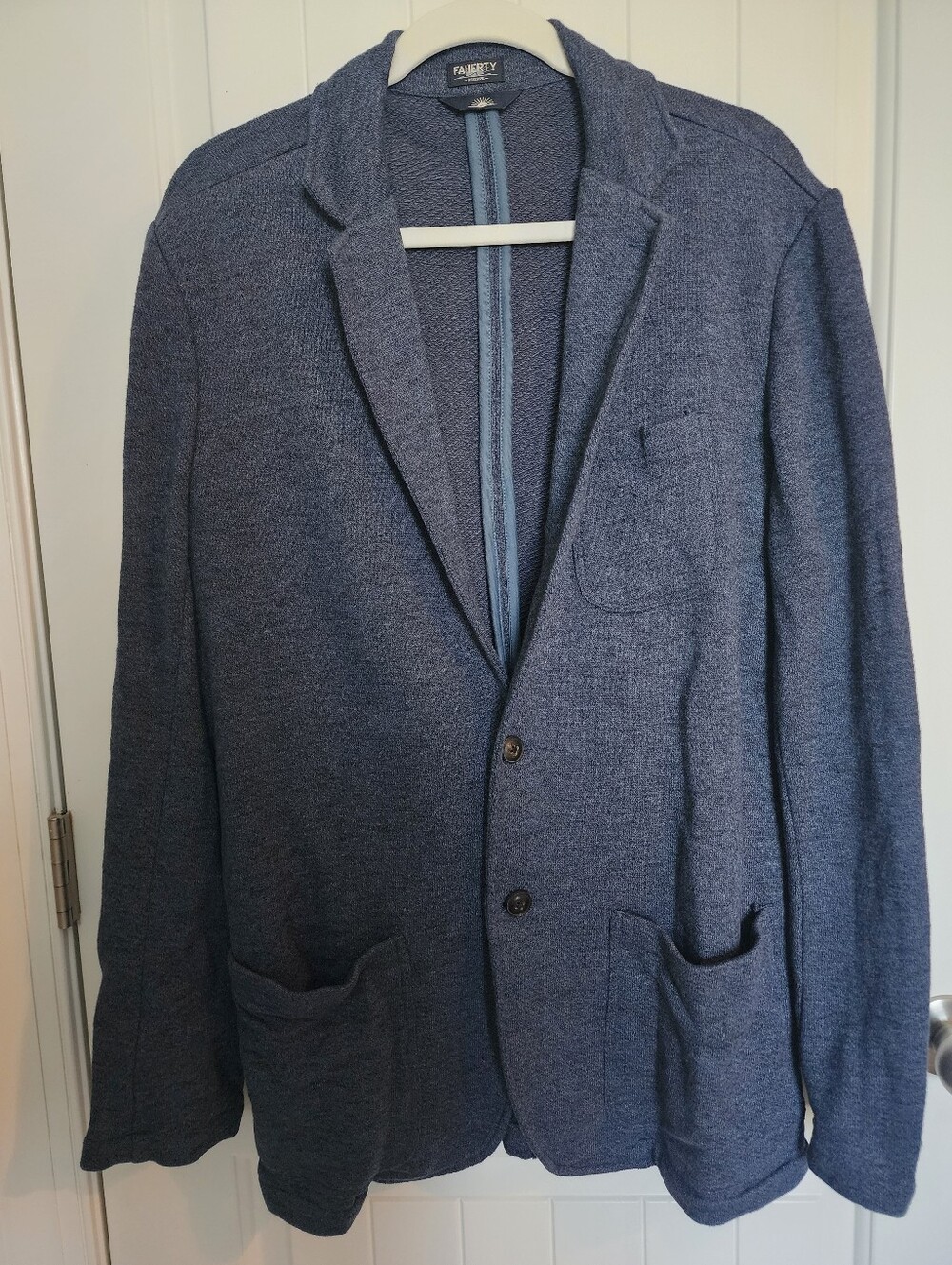 Faherty Textured Knit Blazer in Navy XL